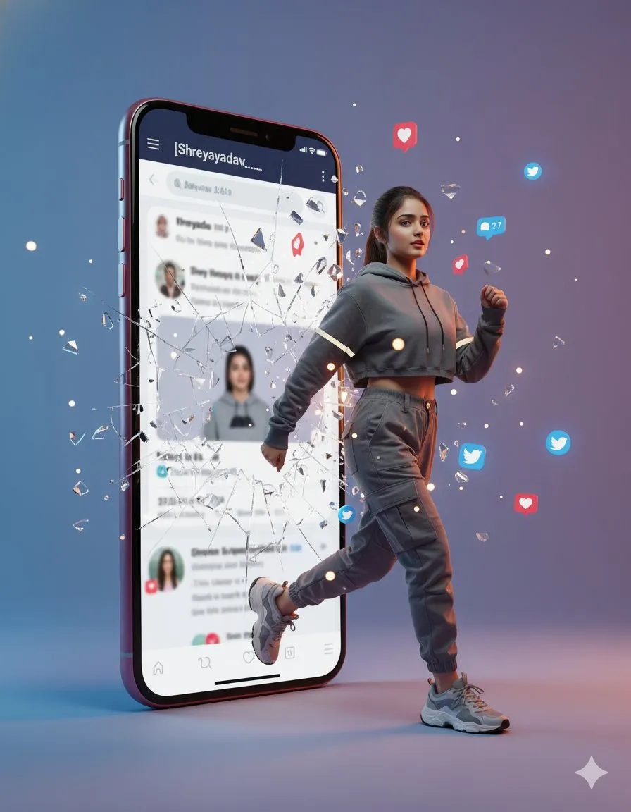 A hyperrealistic cinematic photo of a woman stepping out of