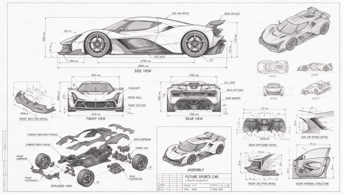Concept Car Technical Blueprint