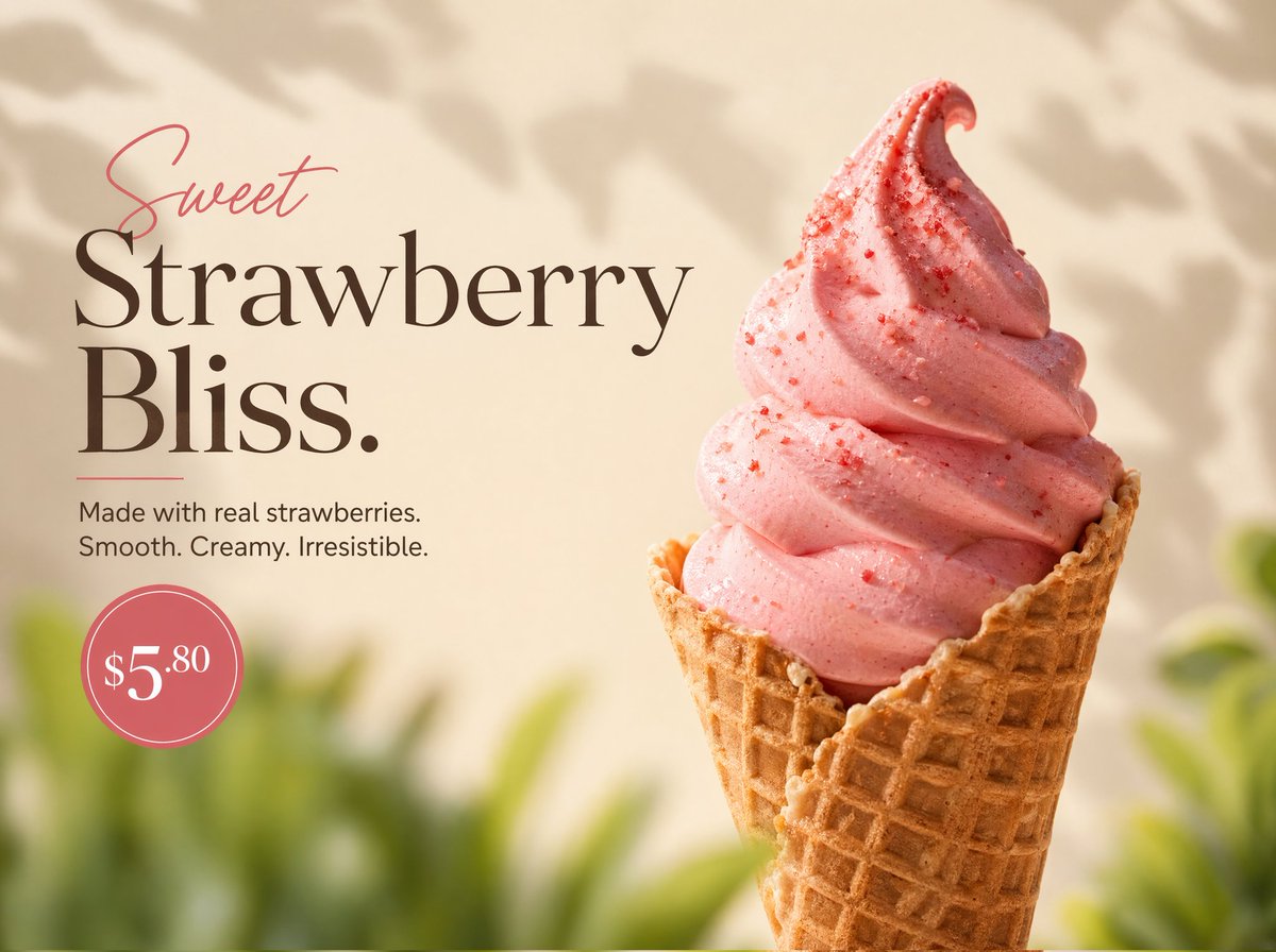 Strawberry Soft Serve Product Photography
