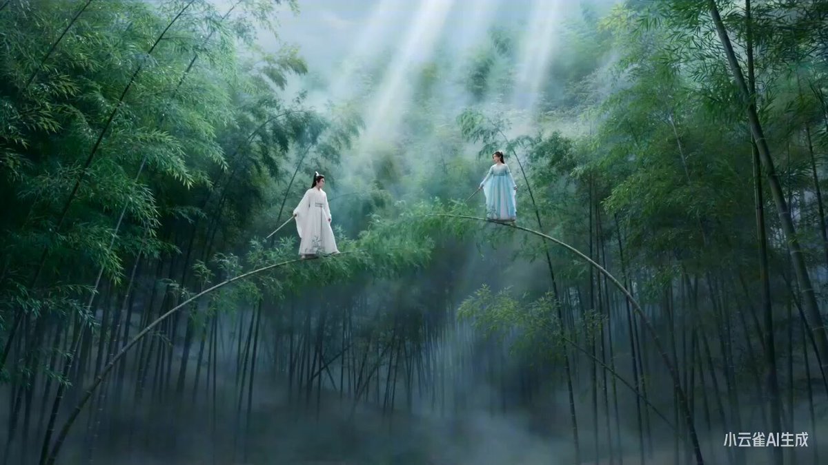 月夜竹林白衣剑客拔剑绝景 reference image-1