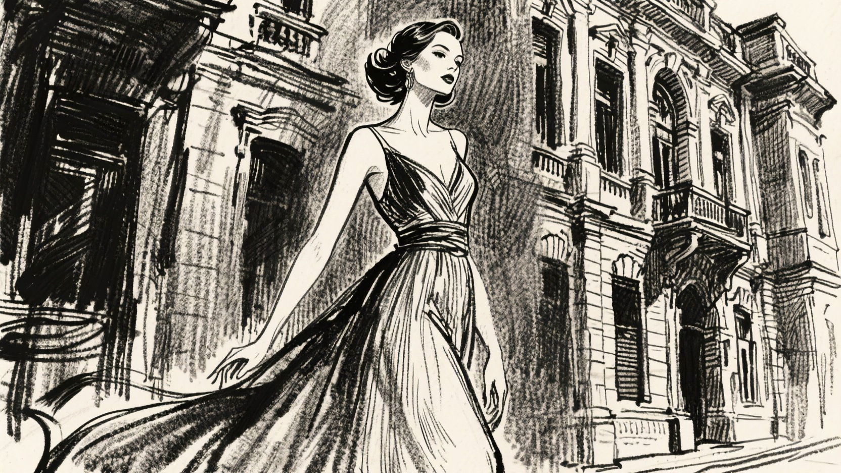 19世纪伦敦风中行走的女主 reference image-1